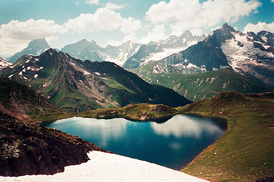 landscapes, mountains, cows